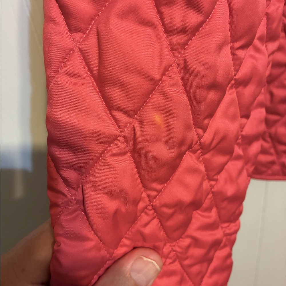 LL Bean Diamond Quilted Plaid Lining coral Women’s Riding Jacket Small 268156 - Picture 12 of 12